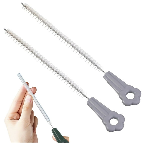 Fmxomd 2 Pack Straw Cleaner Brush, Reusable Plastic Handles Straw Cleaner Brush Straw Clean Brush for Cleaning, Reusable Drinking Straw Cleaner Brush Set, Glass Pipe Cleaning Brushes, Gray