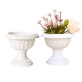 thumbnail image 1 of Fmxomd 2 Pcs Small Plastic Urn Planter, Mini Roman Pot Pedestal Planters for Wedding Centerpieces, Vintage Decorative Flowerpot for Table Decor, White-10.2 Inch, 1 of 9