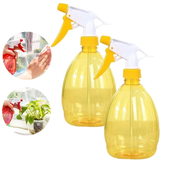 Fmxomd 2 Pcs Spray Bottles, 500 ml/17 oz Empty Water Spray Bottles, Plastic Reusable Adjustable Mist Sprayer Bottles Containers Refillable for Cleaning Solutions, Gardening, Plants(Yellow)