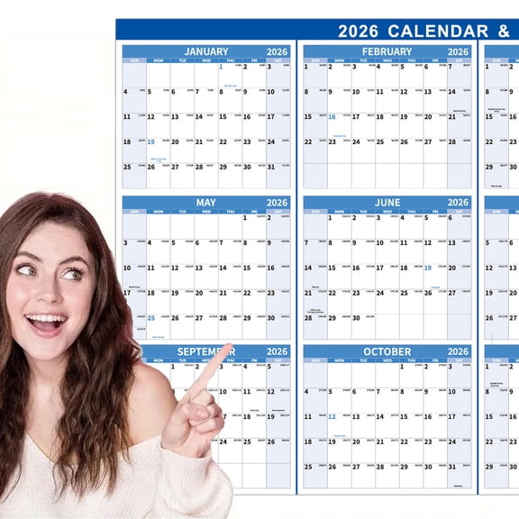 Fmxomd 2026 Wall Calendar Dry Erase - 35" x 23" Large Erasable Calendar, 12 Monthly from JAN. 2026 to DEC. 2026, Reversible, Horizontal/Vertical