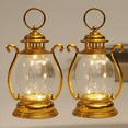 thumbnail image 1 of Fmxomd 2Pack Mini Lantern Decor 6.4 Inch Western Lantern Table Centerpiece Small Vintage Camping Hanging Lamp Ornaments for Cowboy Wedding Halloween Christmas (6.4", Gold), 1 of 6