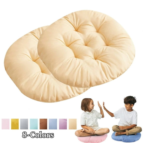 Fmxomd 2Pcs Round Floor Cushions, Waterproof Flexible Bar Stool Seat Cushions, Furniture Floor Pillow for Home, Yoga and Meditation, Beige