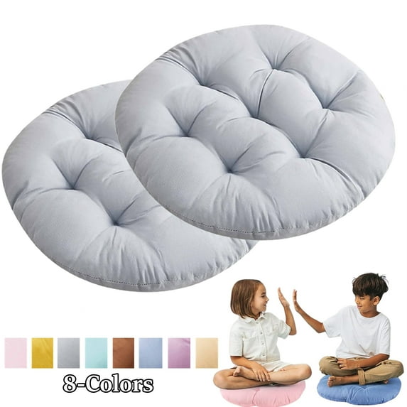 Fmxomd 2Pcs Round Floor Cushions, Waterproof Flexible Bar Stool Seat Cushions, Furniture Floor Pillow for Home, Yoga and Meditation, Gray