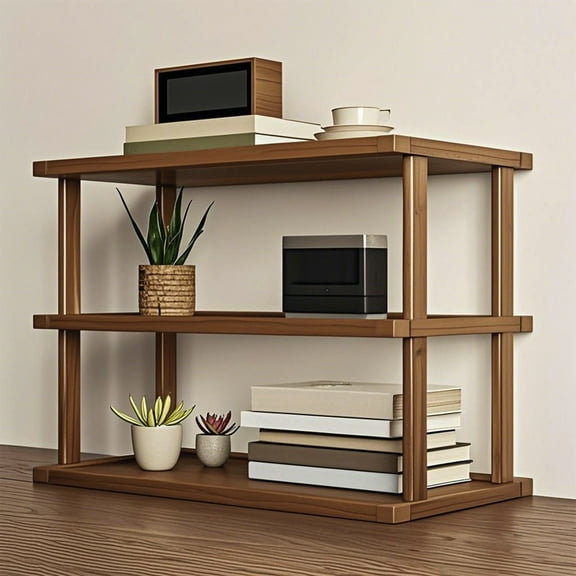 Fmxomd 3-Tier Wooden Open Bookcase - Modern Display Bookshelf, Solid Wood Frame for Home and Office, Storage Cabinet, Brown