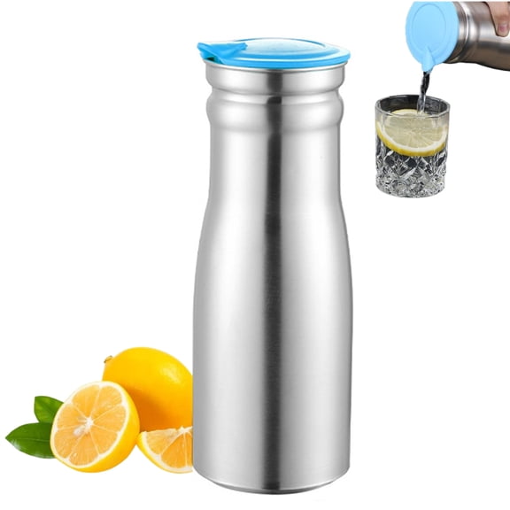 Fmxomd 33.8 Oz Stainless Steel Pitcher with Lid, Chill Stainless Steel Jug Insulated Water Pitcher Keeps Drinks Beverage Container for Hot/Cold Water, Beer, Coffee, Juice, and Drink