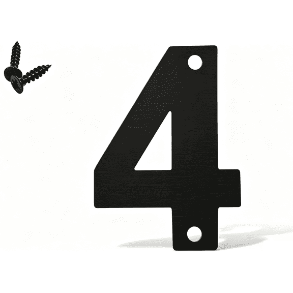 Fmxomd 3Inch Black Metal House Number 4, Garden Door Mailbox Decor Number With Nail Kit, 1PC Modern Address House Number, Applicable to Apartments Houses Streets Outdoor Sign
