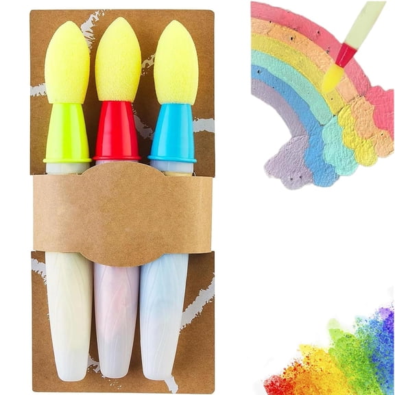 Fmxomd 3Pcs Sidewalk Chalk Paint Brush Set - DIY Washable Paintbrush for Creative Outdoor Art, Easy-to-Use with Liquid Chalk Paint, Perfect for Parties, Events, and Family Fun Activities