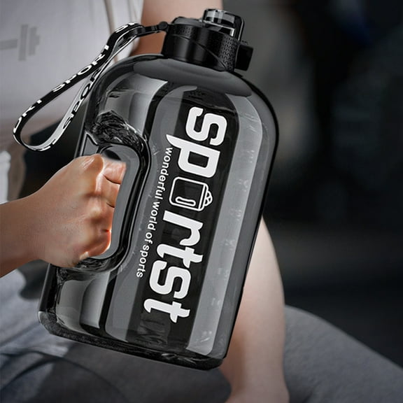Fmxomd 4L Half Gallon Water Bottle BPA Free - Ideal for Gym, Big Water Jug, Reusable Sports Bottle with with Straw Drink Container (135oz Clear Black Water Bottles)