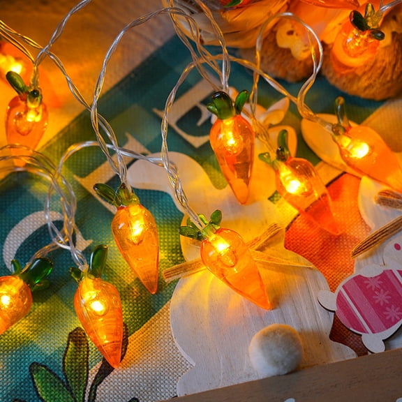 Fmxomd 5.5Ft Easter String Lights - 10 LED Carrot Fairy Lights, Connectable & Waterproof Spring Decor for Indoor Outdoor Home, Mantel, Bedroom, Party, Garden 1Pack