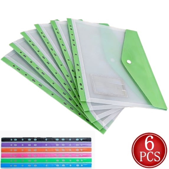 Fmxomd 6 Pack File Folders, 11 Ring Binder Folders with Pockets, Plastic Envelopes, Clear Folder for Documents with Label, 3 Ring Binder Pocket Organizer Letter Size A4 Size
