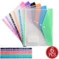thumbnail image 1 of Fmxomd 6 Pack File Folders, 11 Ring Binder Folders with Pockets, Plastic Envelopes, Clear Folder for Documents with Label, 3 Ring Binder Pocket Organizer Letter Size A4 Size, 1 of 9