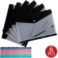 thumbnail image 1 of Fmxomd 6 Pack File Folders, 11 Ring Binder Folders with Pockets, Plastic Envelopes, Clear Folder for Documents with Label, 3 Ring Binder Pocket Organizer Letter Size A4 Size, 1 of 9
