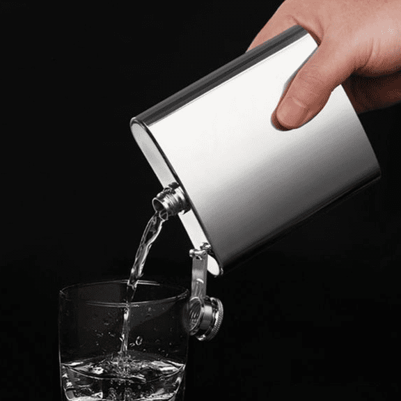 Fmxomd 64 oz Stainless Steel Flask for Men & Women, Portable Pocket Flask Wedding Party Whiskey Flask for Liquor (Silver)