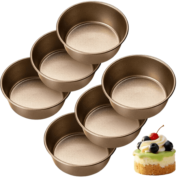 Fmxomd 6pcs Mini Bread Hamburger Bun Molds, 4 inch Round Stainless Steel Bread Cake Trays Non-stick Muffin Cheesecake Baking Mold for Birthday Party Wedding Anniversary Kitchen Bakeware