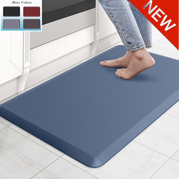 Fmxomd Anti Fatigue Floor Mat - 1/2 Inch Cushioned Kitchen Mats - Comfort, Stain Resistant, Non-Slip Bottom Cushion for Standing Desk, Office, Garage Floor (17.3"x28", Blue)