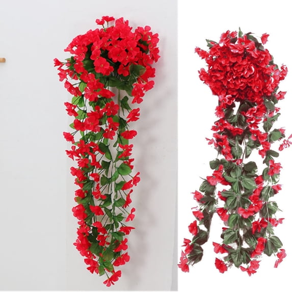 Fmxomd Artificial Faux Hanging Flowers Plants Outside Fake Violets Colorful Realistic Vines Porch Patio Yard Indoor House Wedding Party Favors(1Pack, 27.7in)