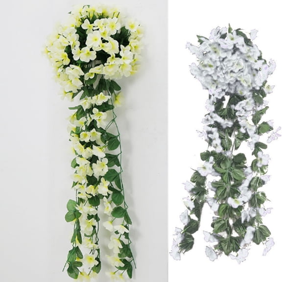 Fmxomd Artificial Faux Hanging Flowers Plants Outside Fake Violets Colorful Realistic Vines Porch Patio Yard Indoor House Wedding Party Favors(1Pack, 27.7in)