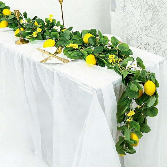 Fmxomd Artificial Lemons Garland(6.56Ft) - Faux Lemons Vine with Greenery, Fruit Garland for Home, Garden, Wedding, Party & Christmas Decor | Fake Lemon Wreath for Hanging Decoration