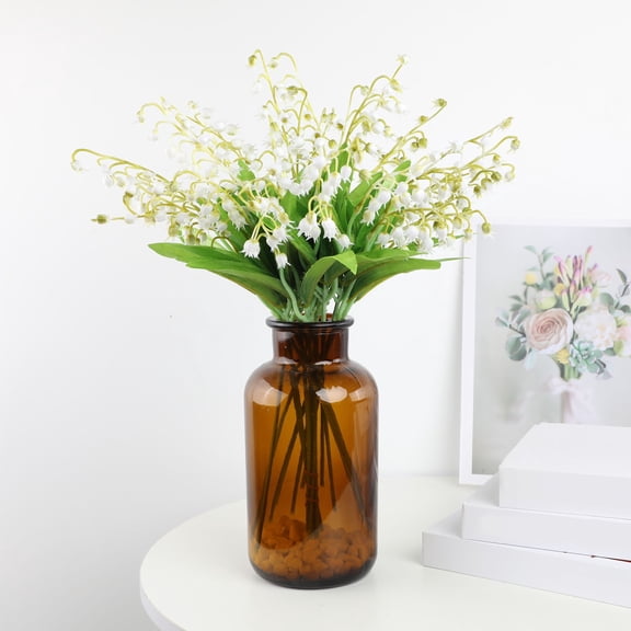 Fmxomd Artificial Orchid Silk Fake Flowers Faux White Orchids Stems Flower 6 Pcs 15 for Wedding Home Office Party Hotel Yard Decoration Restaurant Patio Festive Furnishing(White)