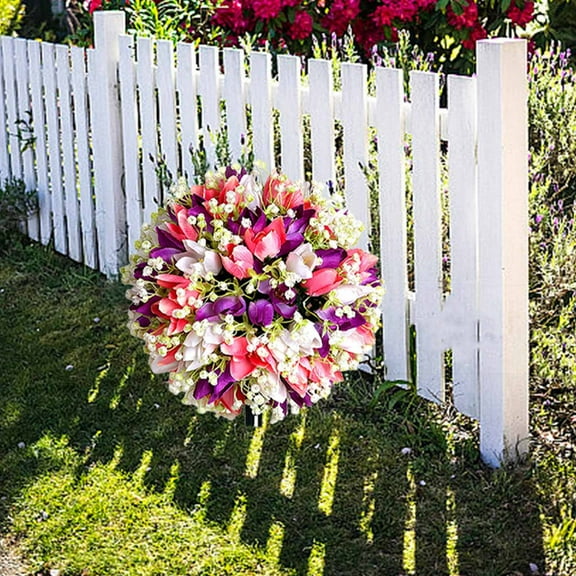 Fmxomd Artificial Rose Ball Trees with Ground Spike, 15.7 Inches UV Resistant Artificial Shrubs, Fake Artificial Plant Brush for Indoor Outdoor Front Porch Garden