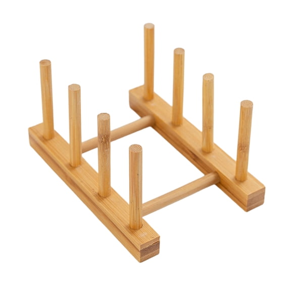 Fmxomd Bamboo Dish Plate Bowl Cup Book Pot Lid Cutting Board Drying Rack Stand Drainer Storage Holder Organizer Kitchen CabinetKeep Dry