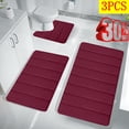 thumbnail image 1 of Fmxomd Memory Foam Bath Mat Set, Bathroom Rugs for 3 Pieces, Toilet Mats, Soft Comfortable, Water Absorption, Non-Slip, Machine Washable, Easier to Dry for Floor Mats, Red, 1 of 9