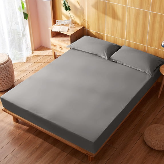 Fmxomd Bedding Full Fitted Sheet - Bottom Sheet - Deep Pocket - Soft Microfiber - Fade Resistant - Easy Care -1 Fitted Sheet & 2 Pillocases (Gray, 54"W x 75"L x 11.8"D + 29.5"x20")