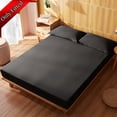 thumbnail image 1 of Fmxomd Bedding Full Fitted Sheet - Bottom Sheet - Deep Pocket - Soft Microfiber - Fade Resistant - Easy Care -1 Fitted Sheet Only (Black, 54"W x 75"L x 11.8"D), 1 of 8