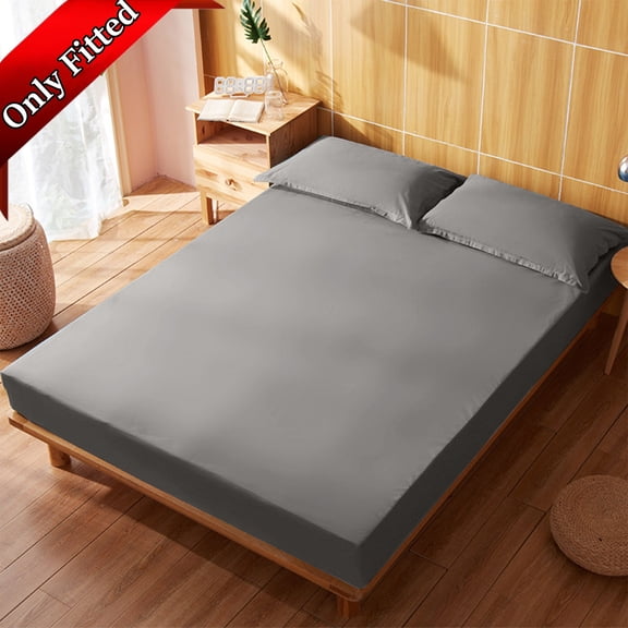 Fmxomd Bedding Full Fitted Sheet - Bottom Sheet - Deep Pocket - Soft Microfiber - Fade Resistant - Easy Care -1 Fitted Sheet Only (Gray, 54"W x 75"L x 11.8"D)
