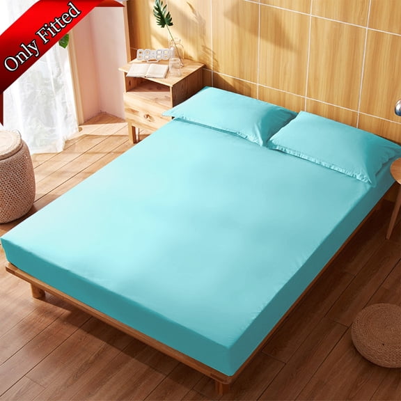 Fmxomd Bedding Full Fitted Sheet - Bottom Sheet - Deep Pocket - Soft Microfiber - Fade Resistant - Easy Care -1 Fitted Sheet Only (Light Blue, 54"W x 75"L x 11.8"D)