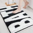 thumbnail image 1 of Fmxomd Black and White Bathroom Rugs, Bath Letters Non Slip Bathroom Mat, Soft Absorbent Cute Bath Mat, Machine Washable Quickly Dry Comfortable Bathmat for Bathtub, Bedroom, Shower, 16"x24", 1 of 7