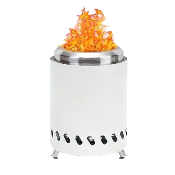 Fmxomd Bonfire 5.5" Smokeless Fire Pit | Portable Outdoor Fire Pit | Stainless Steel - Wood Burning Lightweight Fireplace | Ideal for Garden,Yard, White
