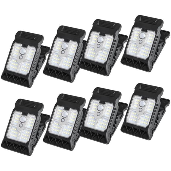 Fmxomd Clip on Solar Lights Outdoor Waterproof, 28 LEDs Motion Sensor Lights 3 Modes, 2026 Solar Security Lights for Fence, Wall, Garage, Patio Umbrella, 8Pack, Black