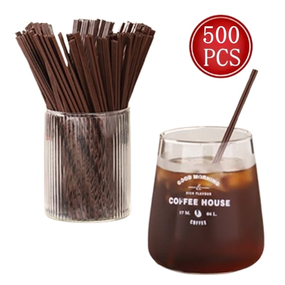 Fmxomd Coffee Stirrers Sticks 500 Individually Wrapped 6.5in，Disposable Coffee Straw Stirring Rod，Coffee Straw，Disposable Plastic Drink Stirrer Sticks Health and Safety 2-hole Coffee Straw