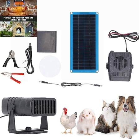 Fmxomd Compact Solar Panel Heater, Chicken Coop Heater for Winter, 30W Portable Home Car Greenhouse Solar Powered Heaters, Ideal for Drying Heating Pet House Warm Wind Gear[Black]