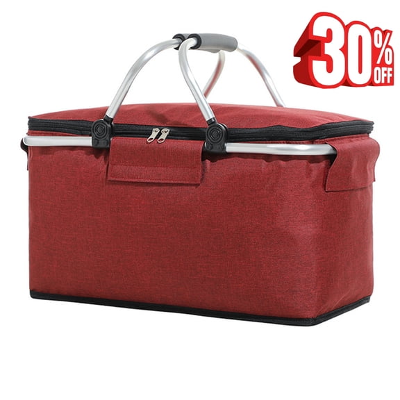 Fmxomd Cooler Bag,Portable Outdoor Picnic Basket, Insulated Soft Cooler Large Collapsible Cooler Bag 22L Lunch Coolers for Picnic, Beach, Work, Trip (Wine Red)