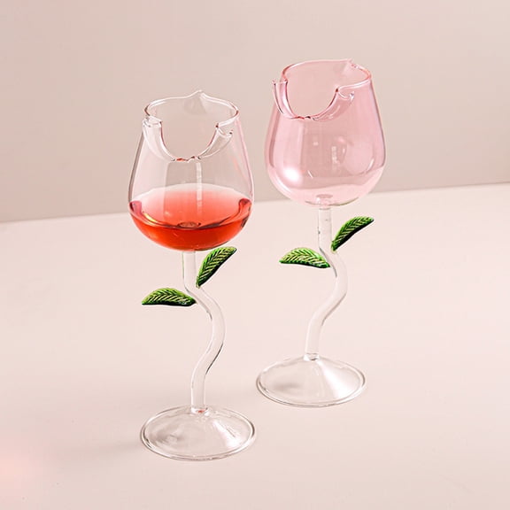 Fmxomd Creative Rose Wine Glasses 150ml Crystal Red Wine Glasses Rose Flower Goblet Wine Cocktail Juice Glass for Party Bar Wedding