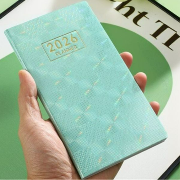 Fmxomd Daily Planner A6 Mini Notebook Pocket Agenda - Small Planner 128 Pages 3.78x6.8 Inch Pocket Calendar Planner for Women Men - Green Planner