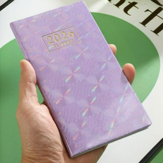 Fmxomd Daily Planner A6 Mini Notebook Pocket Agenda - Small Planner 128 Pages 3.78x6.8 Inch Pocket Calendar Planner for Women Men - Purple Planner