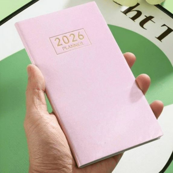 Fmxomd Daily Planner A6 Mini Notebook Pocket Agenda - Small Planner 128 Pages 3.78x6.8 Inch Pocket Calendar Planner for Women Men - Star Pink Planner