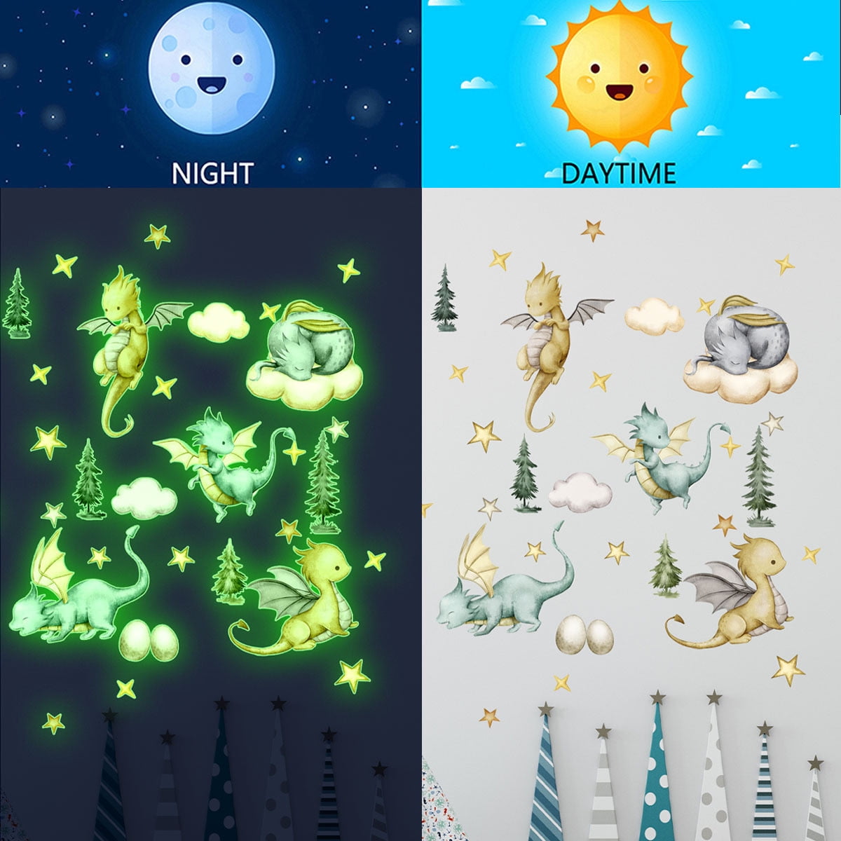 Fmxomd Dinosaur Star Luminous Wall Stickers Bedroom Children's Room