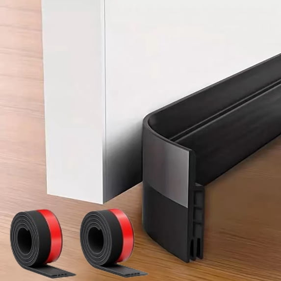 Fmxomd Door Draft Stopper, Self-Adhesive Weather Stripping Seal for Cold Insulation, Bottom/Under Sweep for Exterior & Interior Doors, Seal Blocker Noise, Black, 39.5"L x 1.77"W
