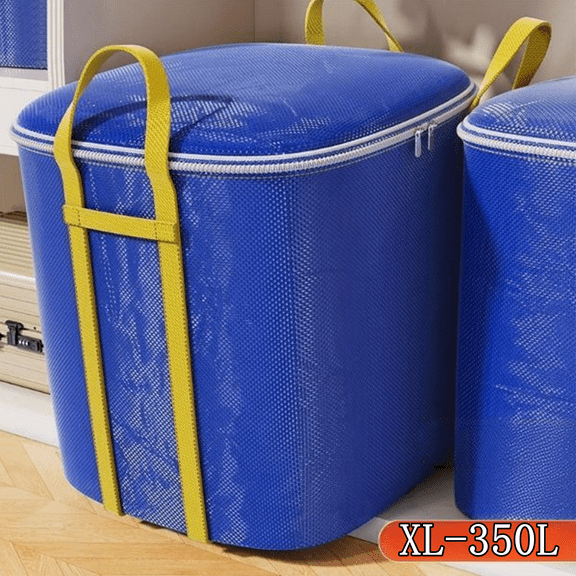 Fmxomd Extra Heavy Duty Large Moving Bags with Strong Zipper & Comfortable Handles, Durable Clothes Storage Bags Totes Bins, Packing Moving Boxes for Home Supplies, Blue, 350L