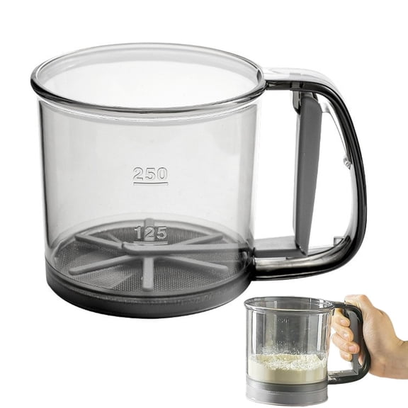 Fmxomd Flour Sifter, Plastic Sifter for Baking, Semi-Automatic&nbsp;Fine Mesh Baking Sifter, One Hand Press Crank Sifter for Powdered Sugar Shaker Duster, Flour Sieve Sifter for Baking Cakes
