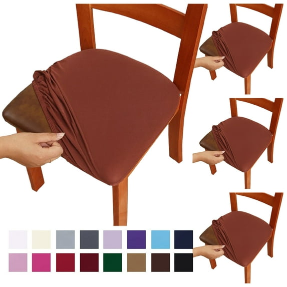 Fmxomd Seat Covers for Dining Room Chair Set of 4 - Stretch Fit Removable Washable Anti-Dust Desk Chair Seat Cushion Protectors - Coffee Chair Covers