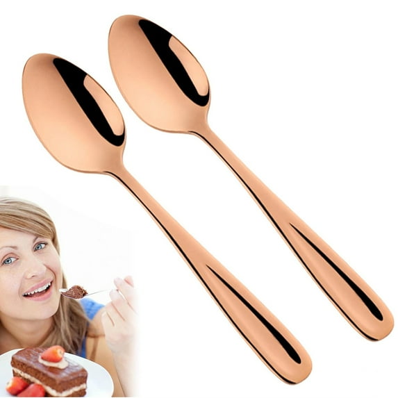 Fmxomd Dessert Spoons Teaspoons 5.5 Inch Small Coffee Spoons Espresso Spoons Premium Stainless Steel Tea Spoons Durable Kitchen Dessert Spoon Mirror Finish Dishwasher Safe - 2Pack