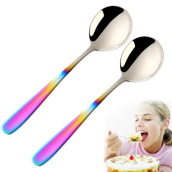 Fmxomd Espresso Spoons Mini Coffee Spoon 6.9 Inch Stainless Steel Small Spoons for Dessert Mirror Polished Spoons for Home Kitchen Restaurant Dishwasher Safe - 2Pack