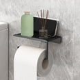 thumbnail image 1 of Fmxomd Toilet Paper Holder with Phone Shelf Adhesive Wall Mount Toilet Tissue Roll Holder - Multifunctional Plastic Bathroom Storage Dispenser - Brushed Black, 1 of 7