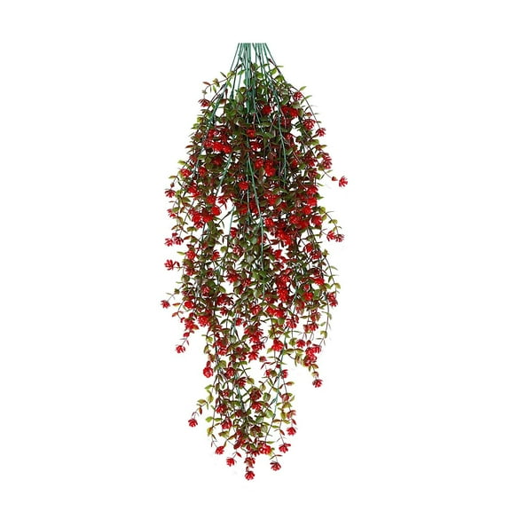 Fmxomd Artificial Hanging Flowers Outdoor Faux Plants Spring Summer Decor - Fake Silk Violets Realistic UV Resistant Trailing Vines Porch Yard - Red 1Pc