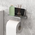 thumbnail image 1 of Fmxomd Toilet Paper Holder with Phone Shelf Adhesive Wall Mount Toilet Tissue Roll Holder - Multifunctional Plastic Bathroom Storage Dispenser - Brushed Gray, 1 of 7